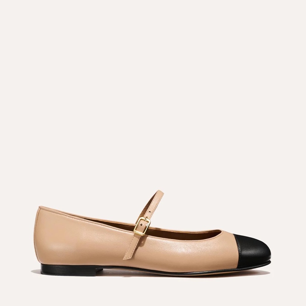 NWT Margaux Tan and Black Flats - Picture 2 of 2
